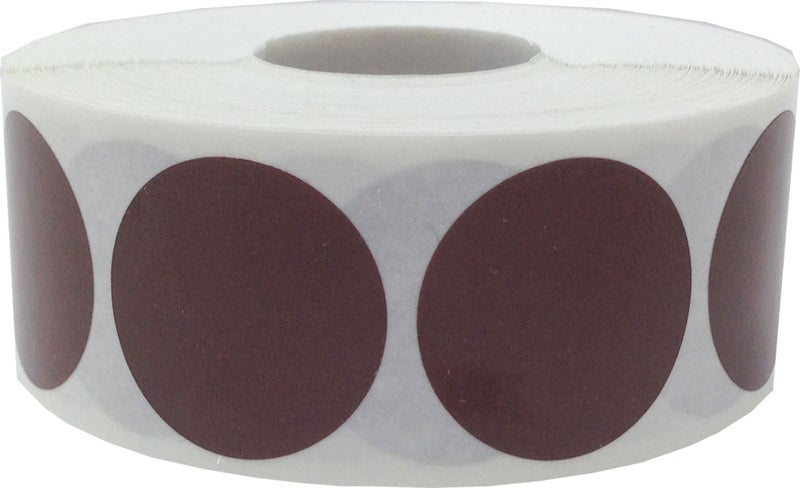 Brown Color Coding Labels for Organizing Inventory 1 Inch Round Circle Dots 500 Total Adhesive Stickers On A Roll